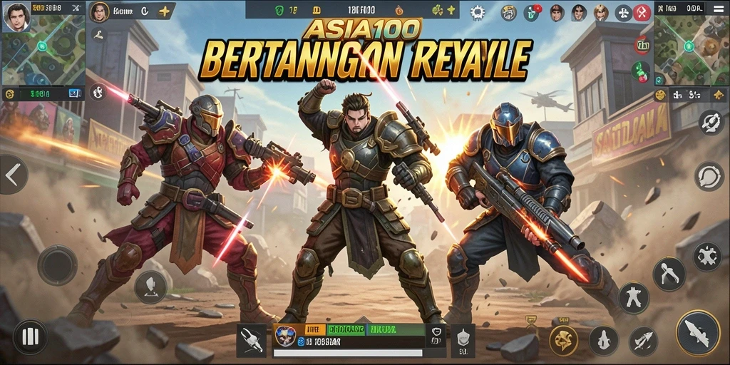 Tampilan gameplay mendebarkan di ASIA100 saat laga Battle Royale.