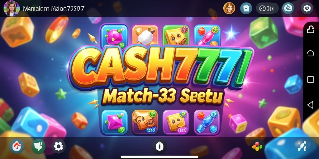 Tangkapan layar utama CASH777 menampilkan aksi seru Match-3 yang mengasyikkan.