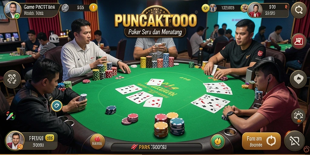 Screenshot menampilkan gameplay seru di PUNCAKTOTO saat bermain Poker.