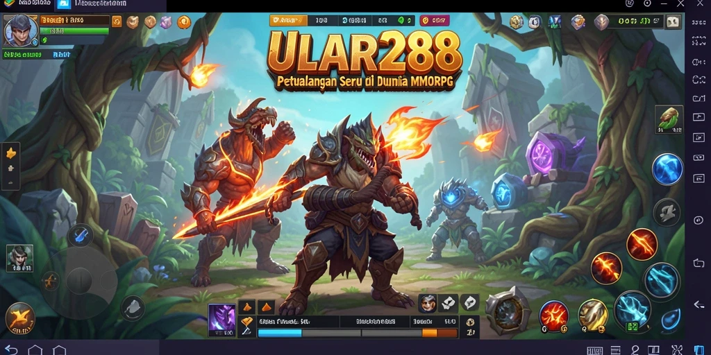 Screenshot gameplay ULAR288 menampilkan aksi pertempuran yang intens di dunia MMORPG.